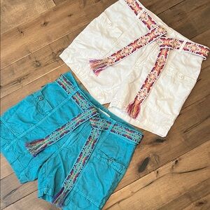 Sundance Women’s Embroidered Belted Cotton Shorts x 2